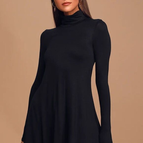 Lulu’s Dress “Sway Girl Sway Black Jersey Swing Dress NWOT Sz Sm Lots of… - Picture 1 of 7